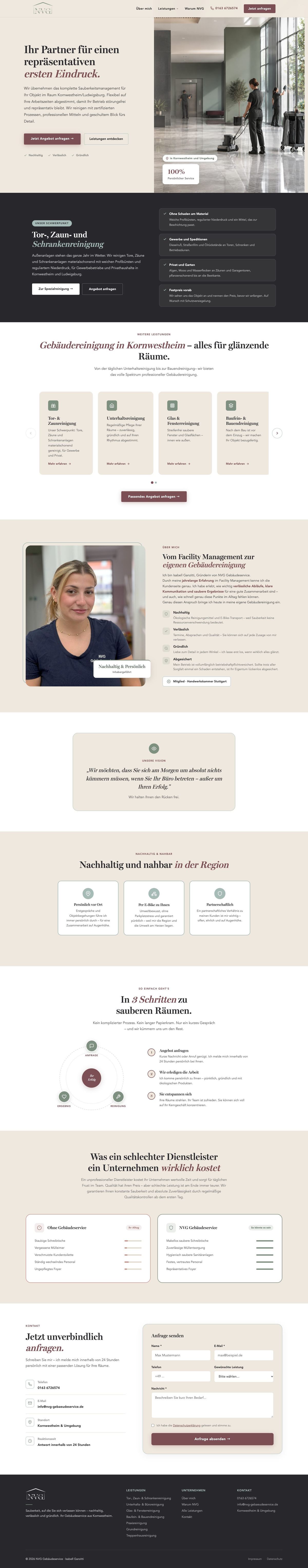 Desktop-Ansicht der Website NVG Gebäudeservice