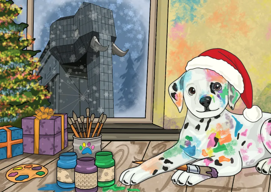 Digital handgemalte Weihnachtskarte, Motiv 2
