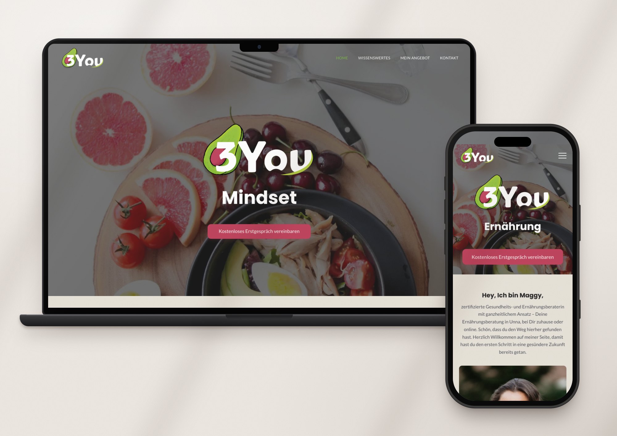 Website von 3you auf Laptop und Smartphone