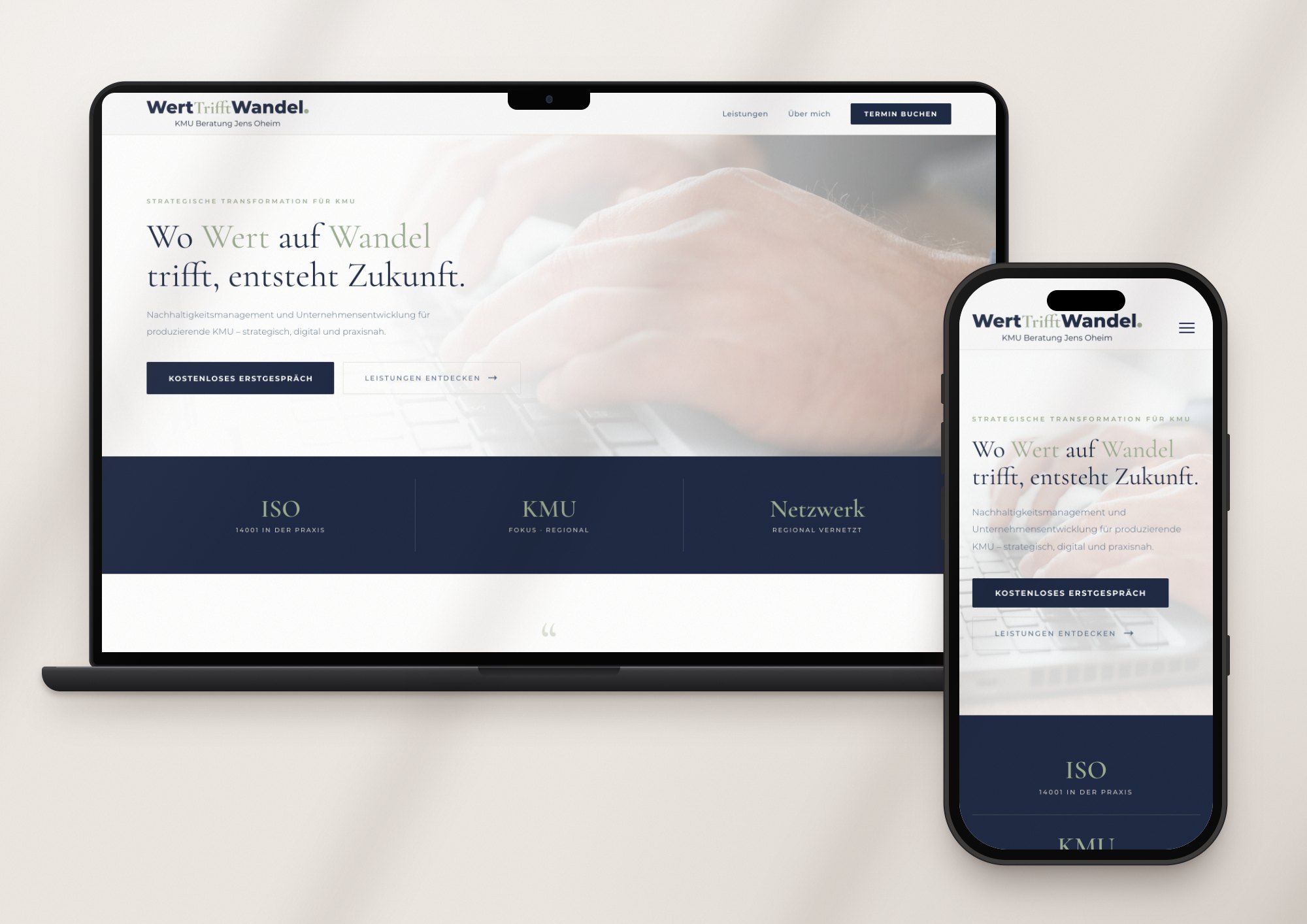 Website von WertTrifftWandel auf Laptop und Smartphone